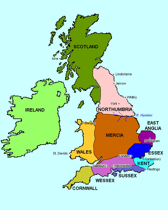 Map Of Britain AD500 700